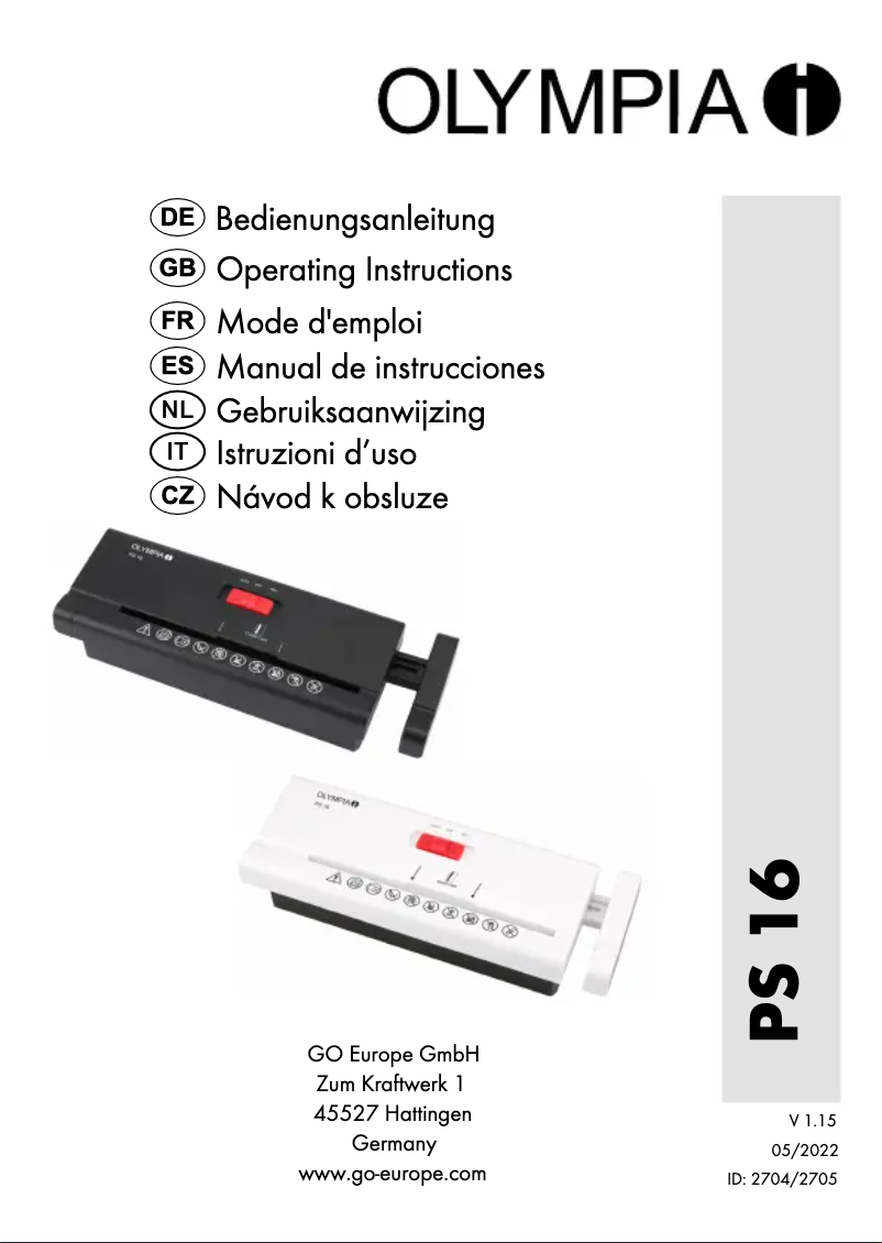 Página 1 del manual Manual de usuario Olympia PS 16