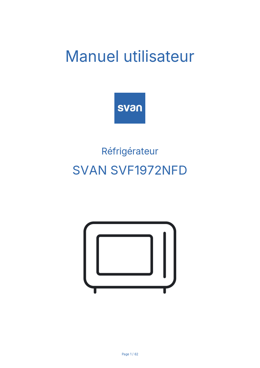 Page n°1 - Manuel utilisateur SVAN SVF1972NFD