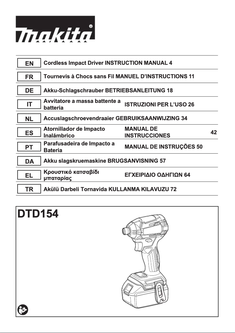 Page 1 de la notice Manuel utilisateur Makita DTD154Z