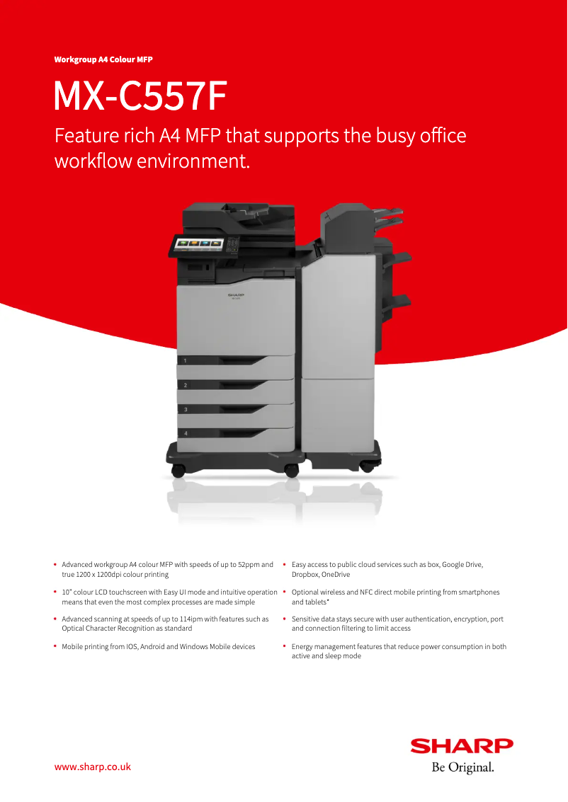 Page n°1 - Fiche technique Sharp MX-C557F