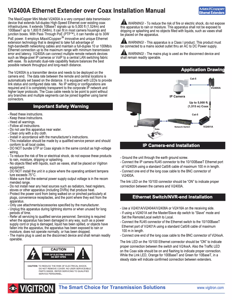Page n°1 - Manuel utilisateur Barox VI-COAX-2400A