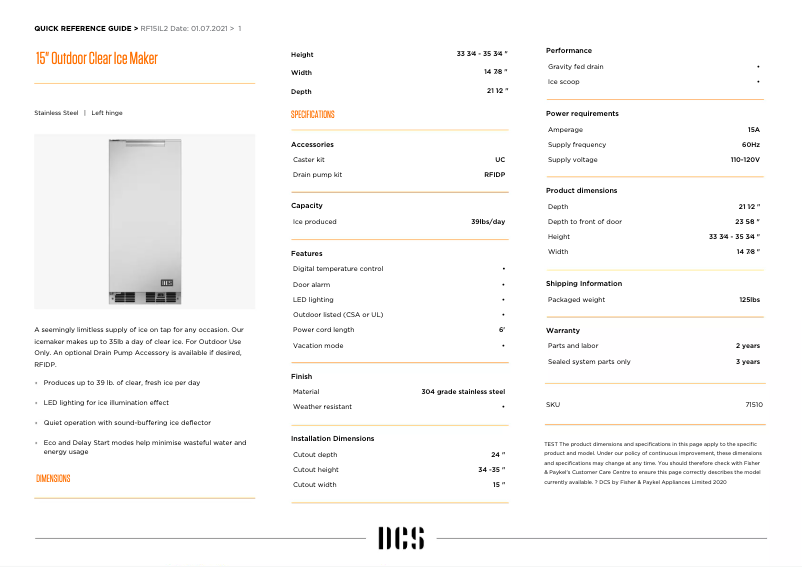 Page 1 de la notice Manuel utilisateur DCS RF15IL2