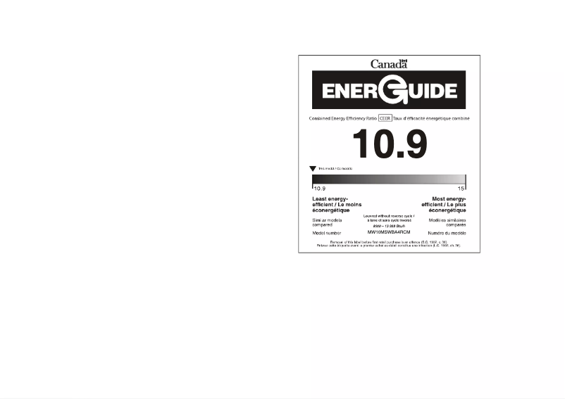 Página 1 del manual Etiqueta energética Midea MW10MSWBA4RCM