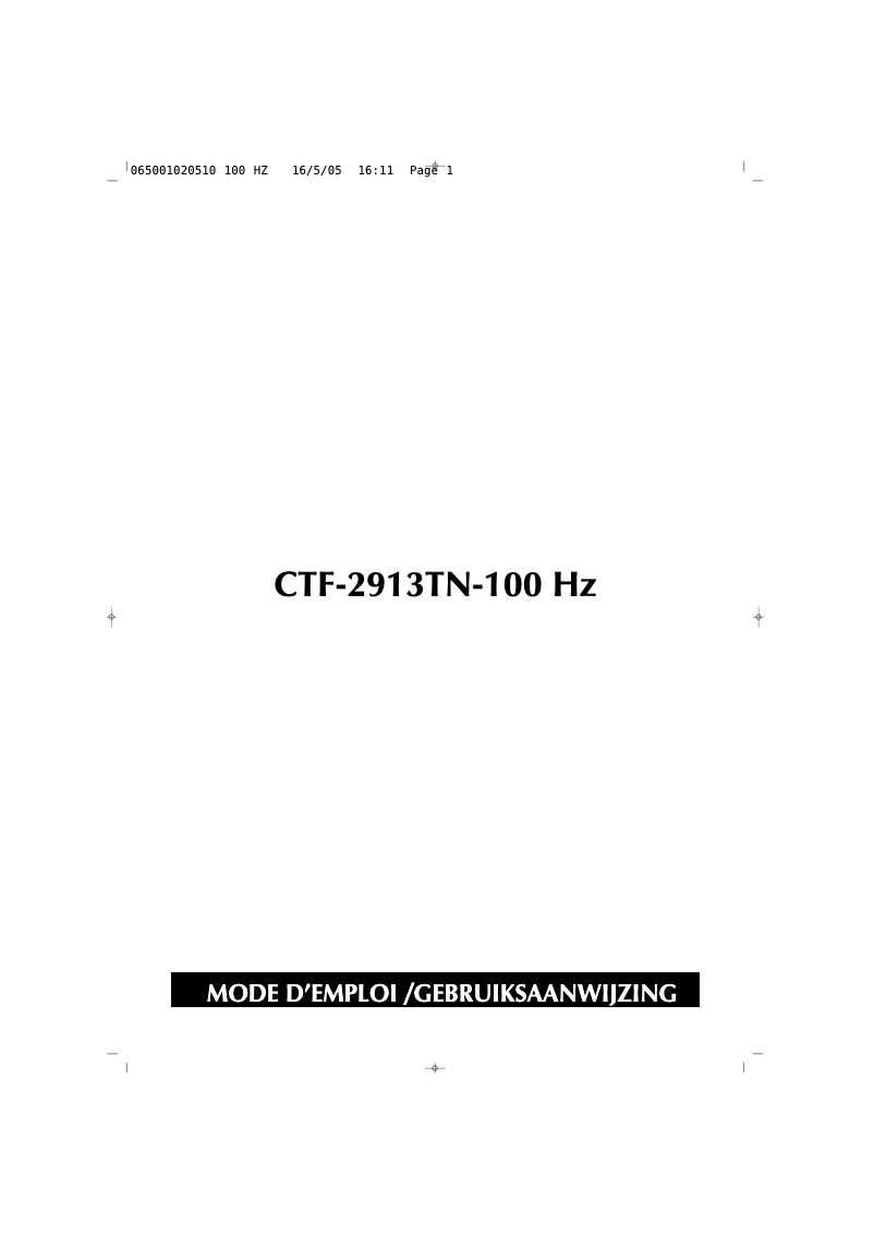 Page 1 de la notice Manuel utilisateur Finlux CTF2913TN 100Hz