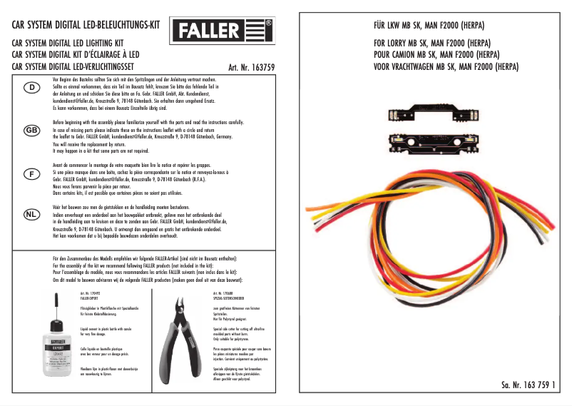 Page n°1 - Manuel utilisateur Faller 163759
