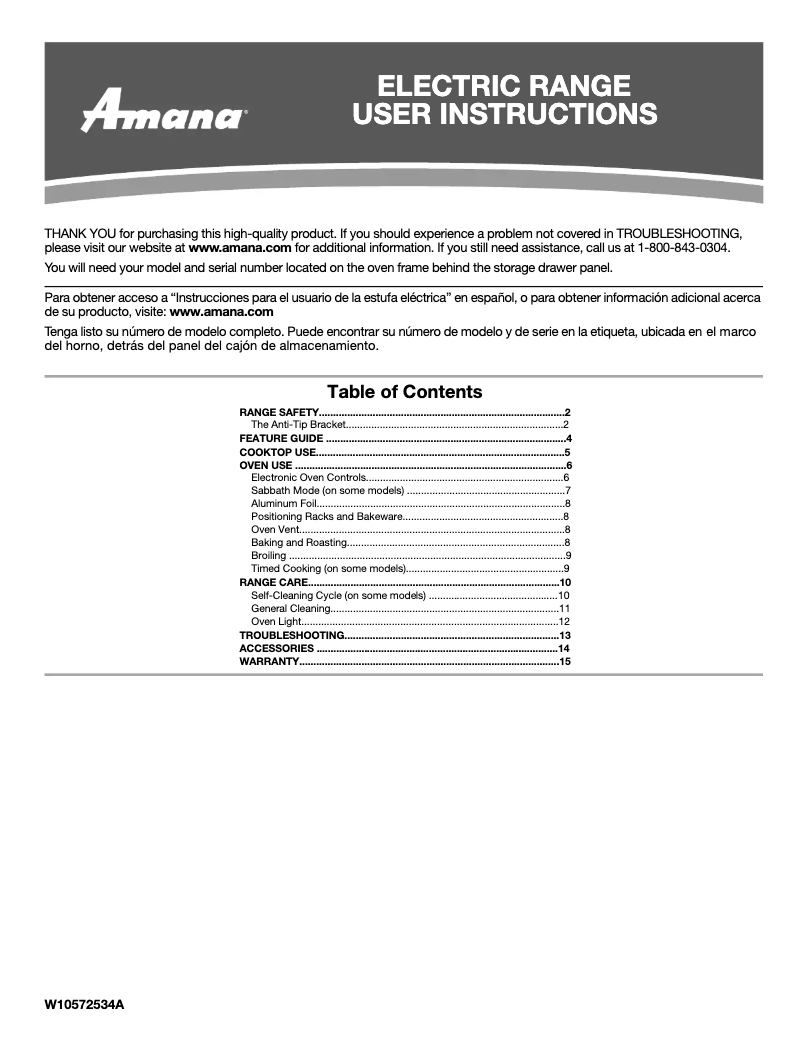 Page n°1 - Manuel utilisateur Amana ACR4530BAW
