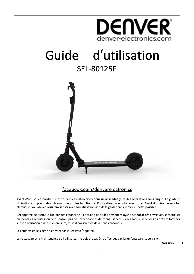 Image de la première page du manuel de l'appareil SEL-80125F