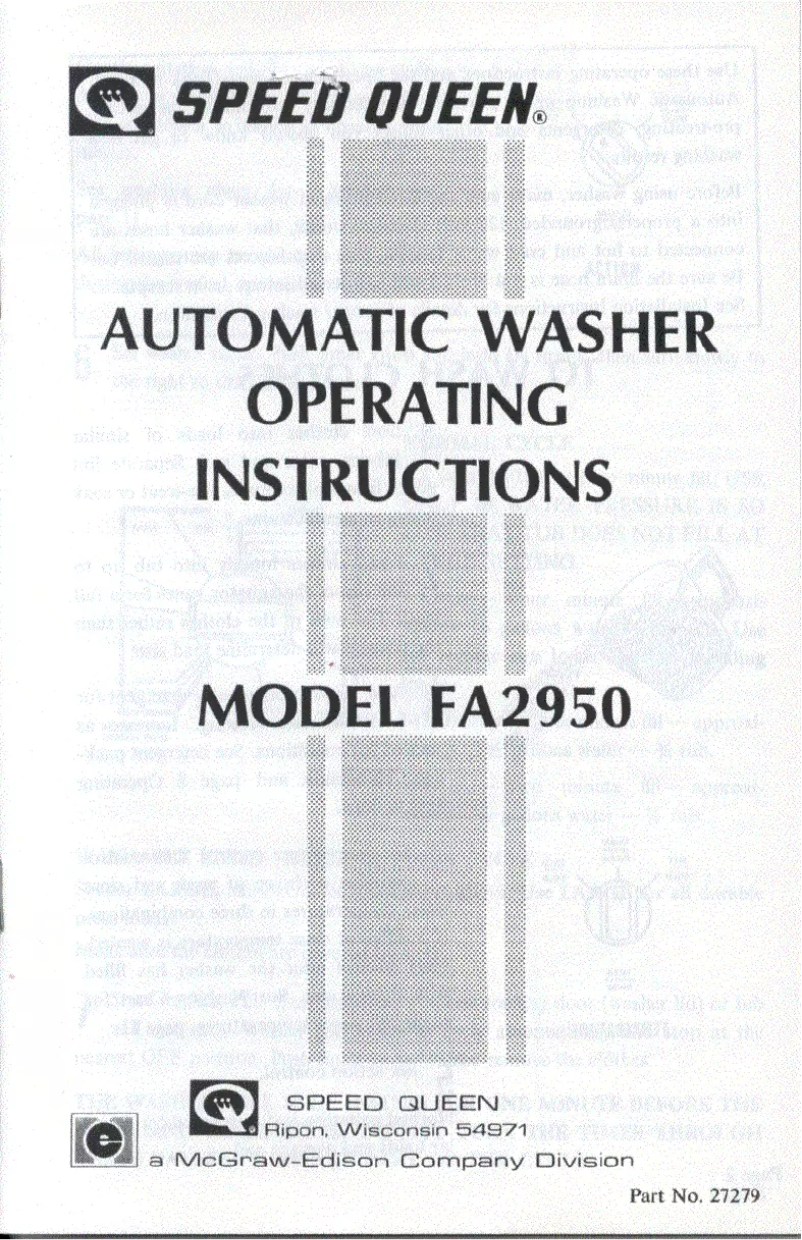 Page n°1 - Manuel utilisateur Speed Queen FA2950