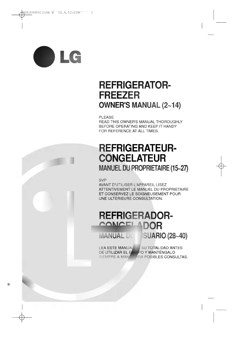 Page 1 de la notice Manuel utilisateur LG GR-S702ALQ