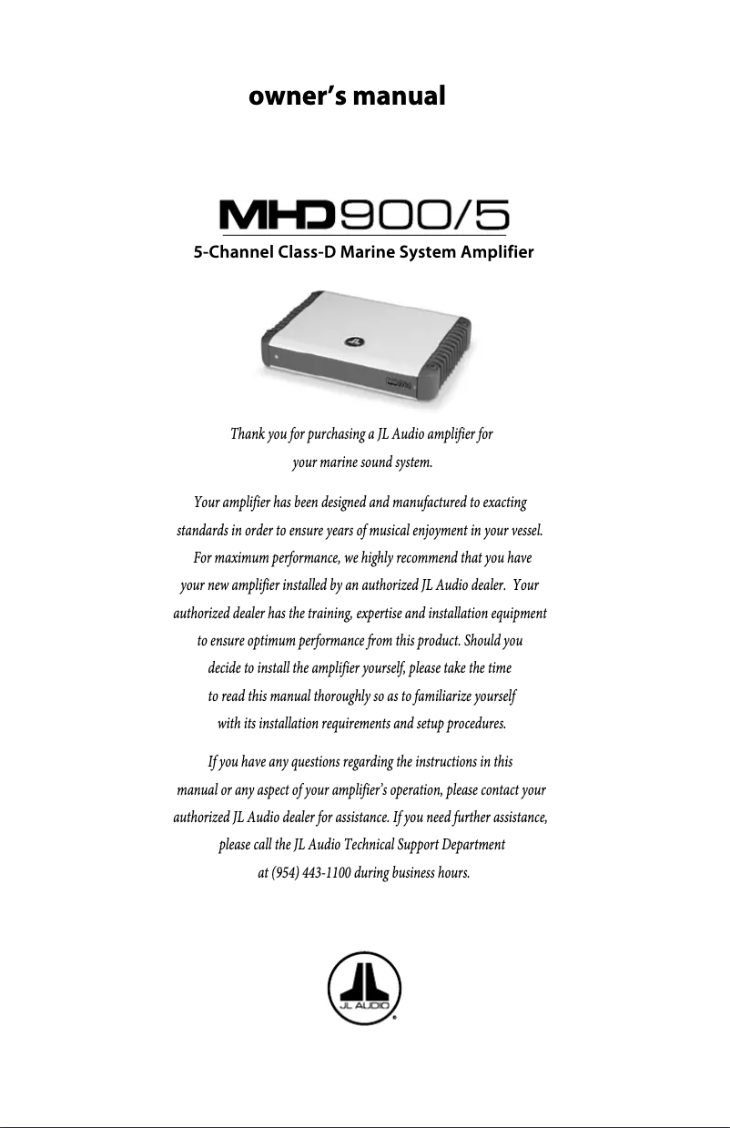 Page n°1 - Manuel utilisateur JL Audio MHD900/5