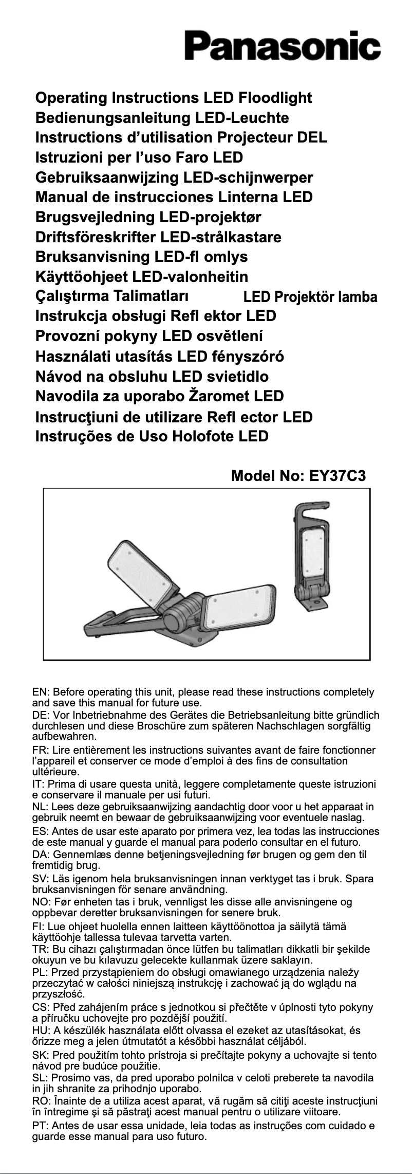 Page 1 de la notice Manuel utilisateur Panasonic EY37C3