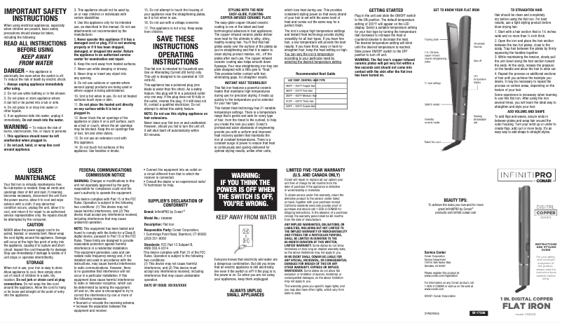 Página 1 del manual Manual de usuario Conair InfinitiPRO CS2000