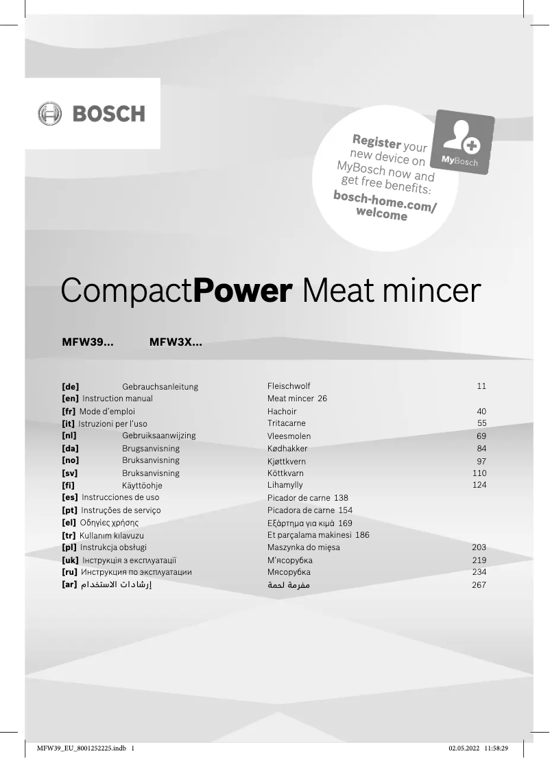 Page n°1 - Manuel utilisateur Bosch CompactPower MFW3X15W