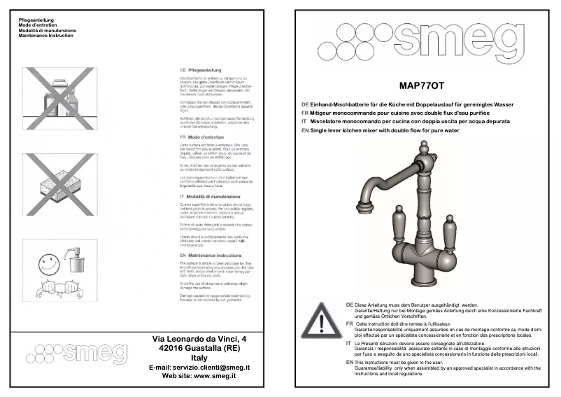Page n°1 - Manuel utilisateur Smeg MAP77OT