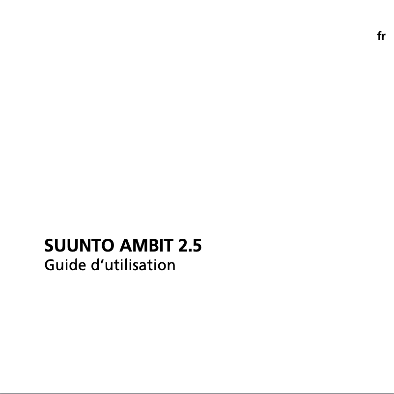 Page n°1 - Manuel utilisateur Suunto Ambit