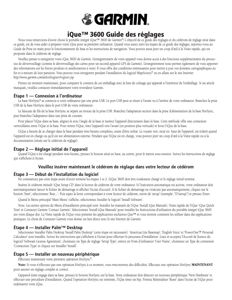 Image de la première page du manuel de l'appareil iQue 3600
