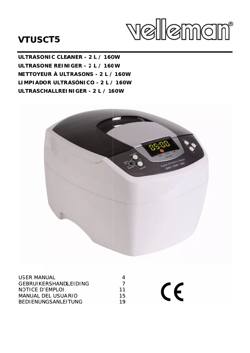 Page 1 de la notice Manuel utilisateur Velleman VTUSCT5