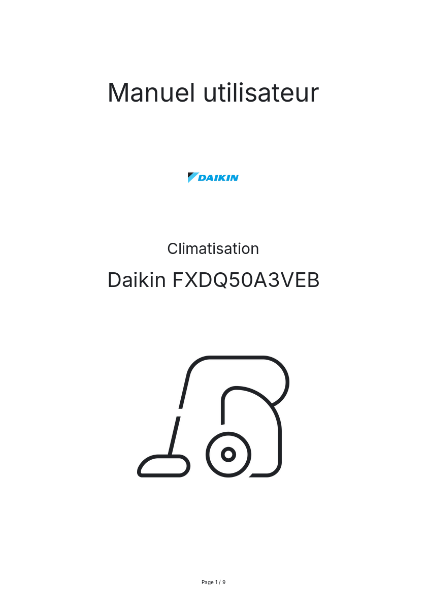 Page n°1 - Manuel utilisateur Daikin FXDQ50A3VEB