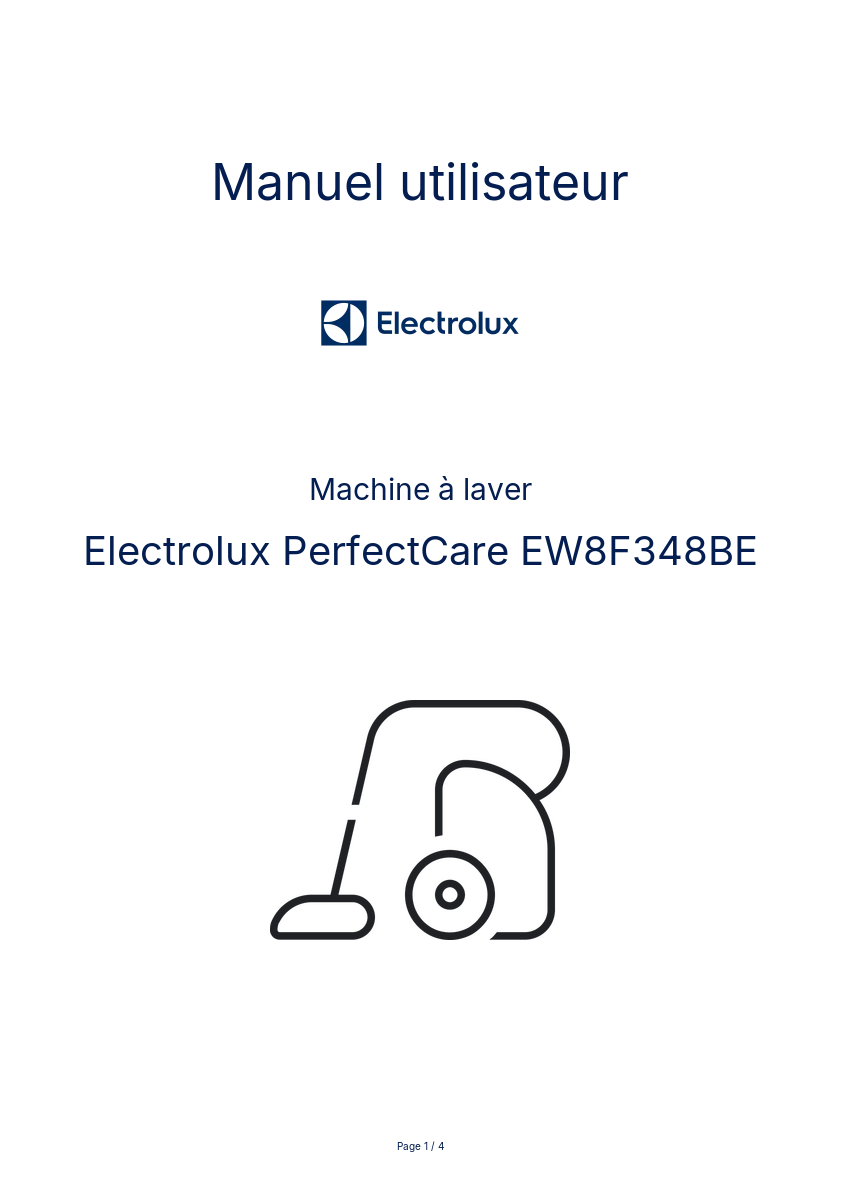 Page n°1 - Manuel utilisateur Electrolux PerfectCare EW8F348BE