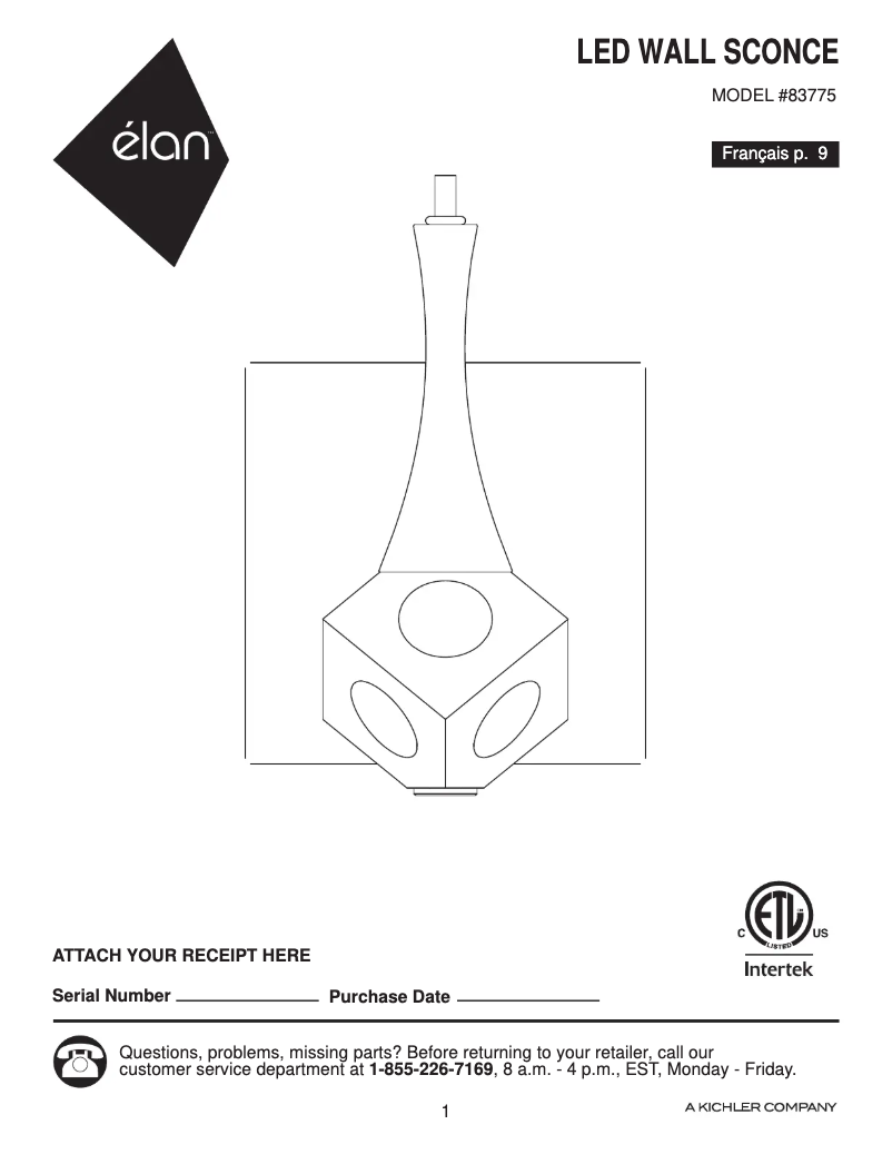 Page 1 de la notice Manuel utilisateur Elan Rockne 83775