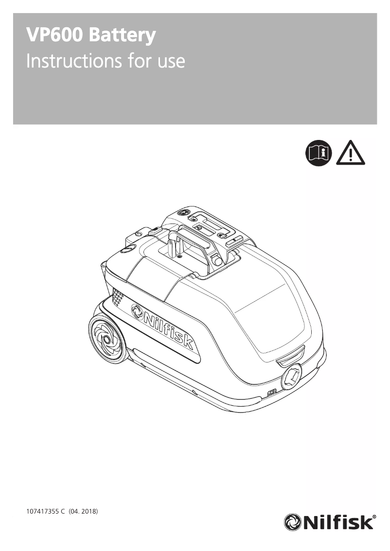 Page n°1 - Manuel utilisateur Nilfisk VP600 Battery