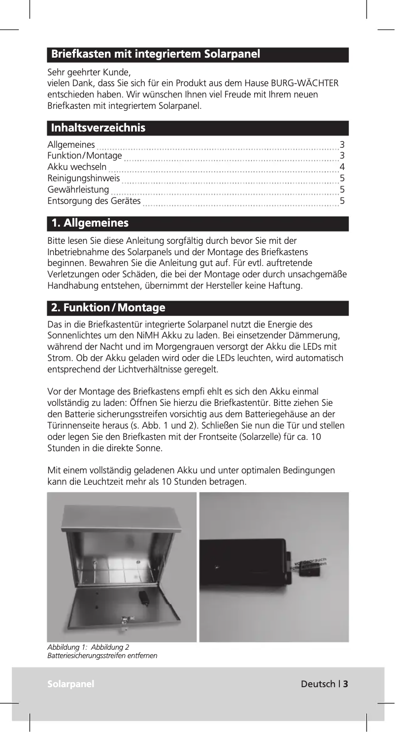 Page 1 de la notice Manuel utilisateur Burg Wächter Malaga 4400 W