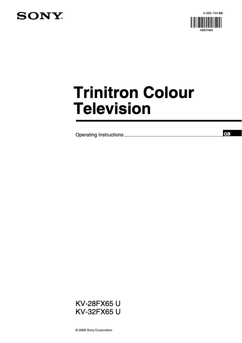 Page 1 de la notice Mode d'emploi Sony KV-28FX65U