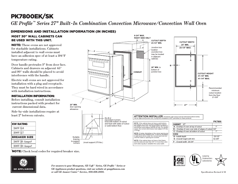 Imagen de la primera página del manual del dispositivo PK7800EKES