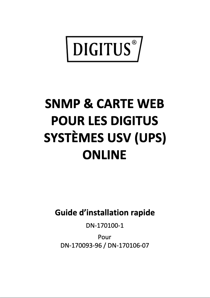 Image de la première page du manuel de l'appareil DN-170100