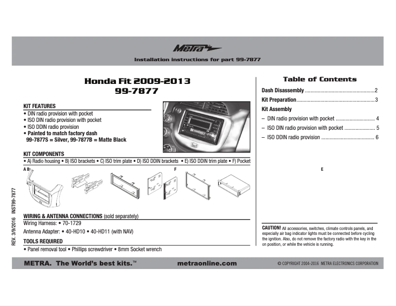 Page n°1 - Manuel utilisateur Metra 99-7877