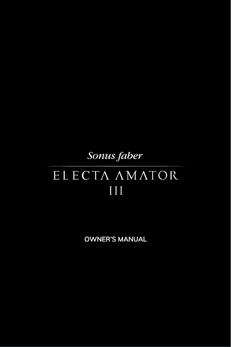 Page 1 de la notice Manuel utilisateur Sonus Faber Electa Amator III