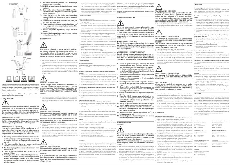 Page 1 de la notice Manuel utilisateur Hendi Kitchen Line 588369