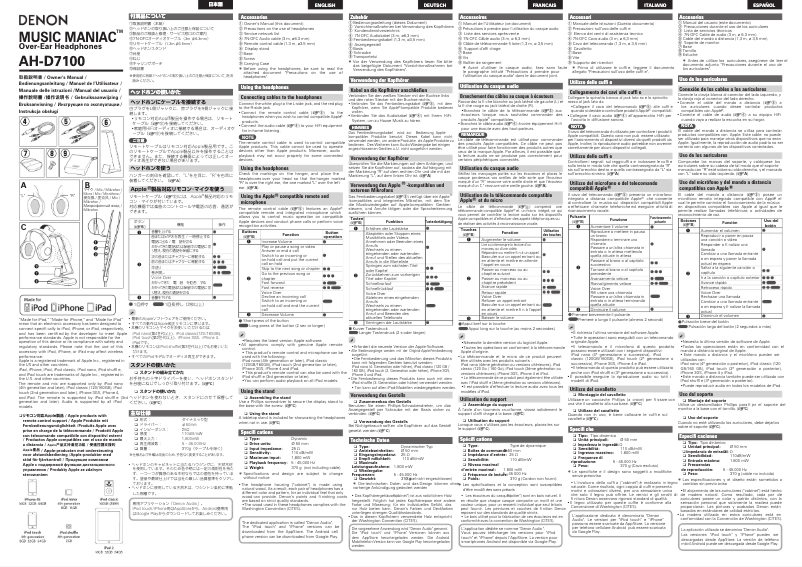 Image de la première page du manuel de l'appareil AH-D7100