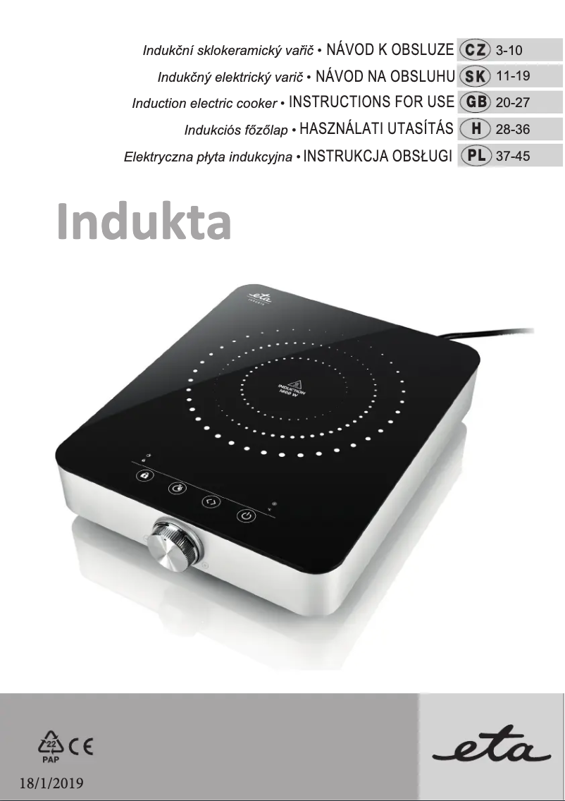 Page 1 de la notice Manuel utilisateur Eta 0111 90000