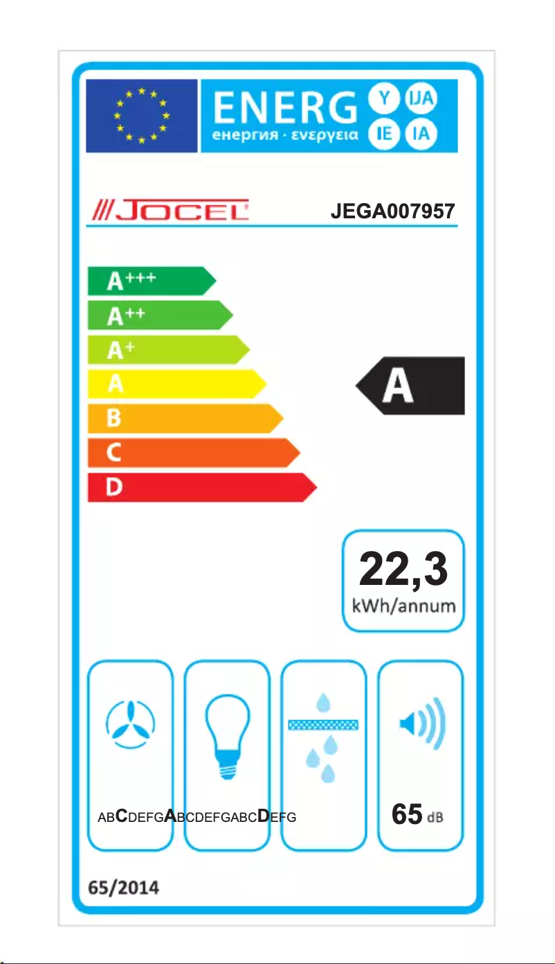 Page 1 of the manual Energy Label Jocel JEGA007957