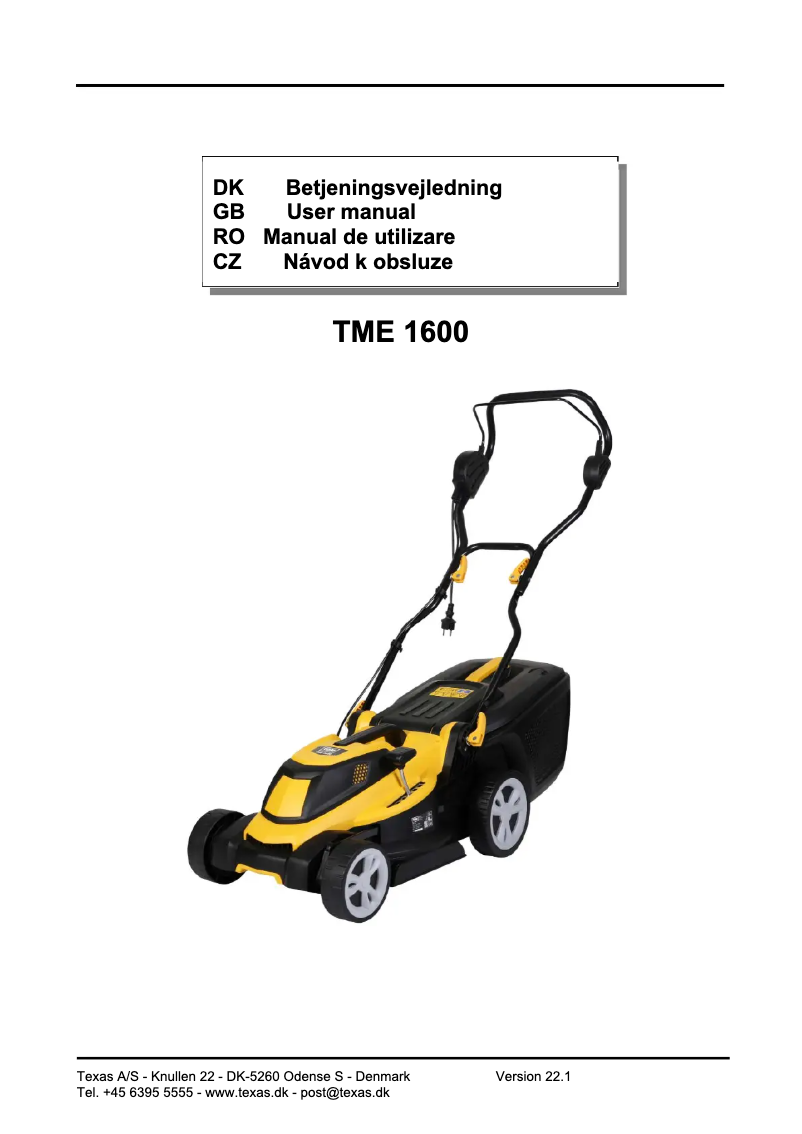Página 1 del manual Manual de usuario Texas TME 1600