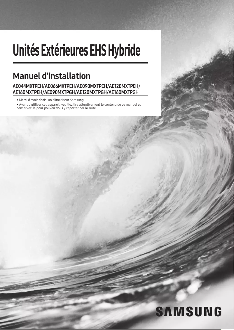 Page 1 de la notice Manuel utilisateur Samsung AE160MXTPGH