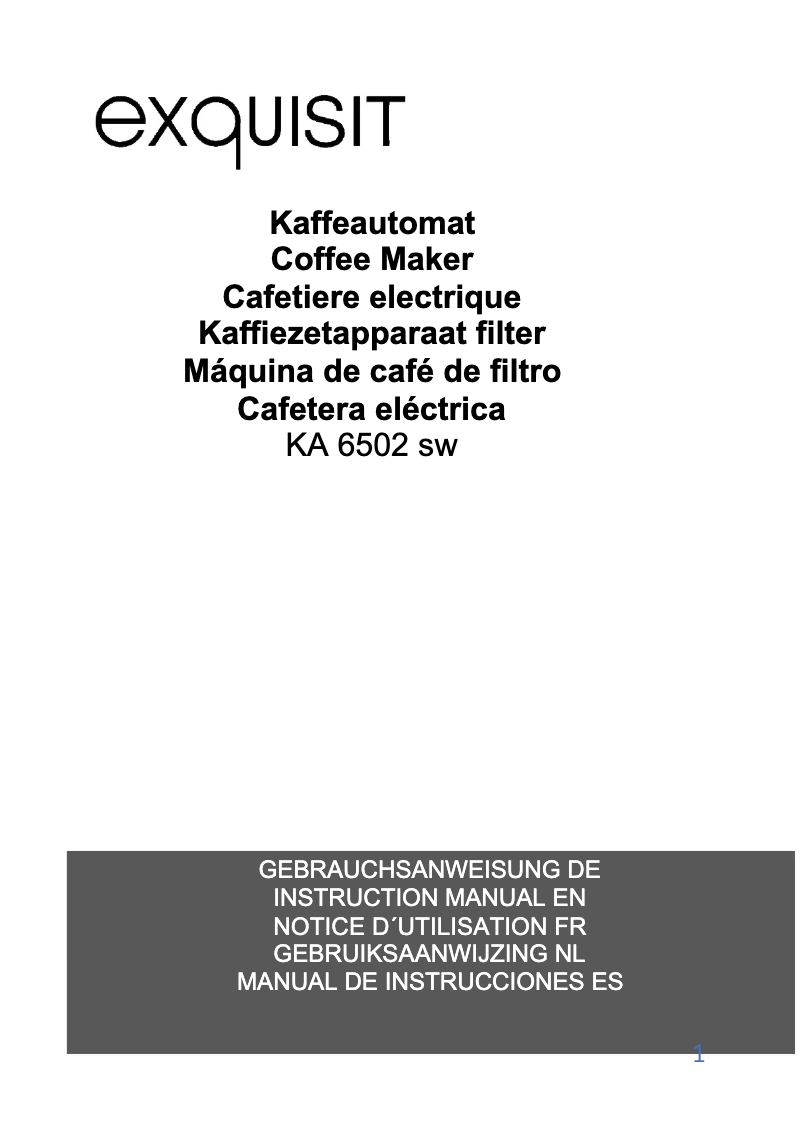 Page 1 de la notice Manuel utilisateur Exquisit KA 6502 sw