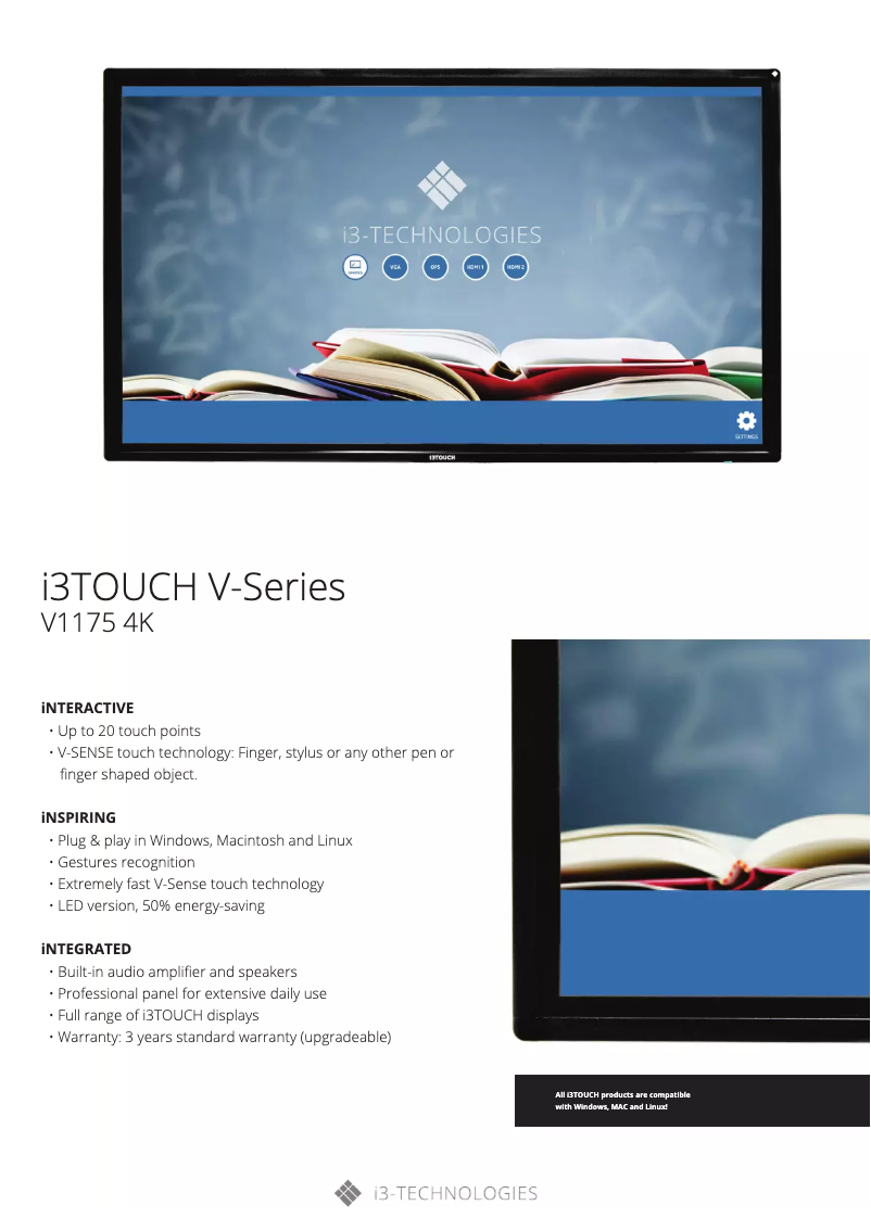 Page 1 de la notice Manuel utilisateur i3-Technologies I3TOUCH V1175 4K