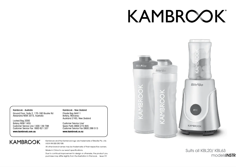 Page 1 de la notice Manuel utilisateur Kambrook Blitz2Go KBL63