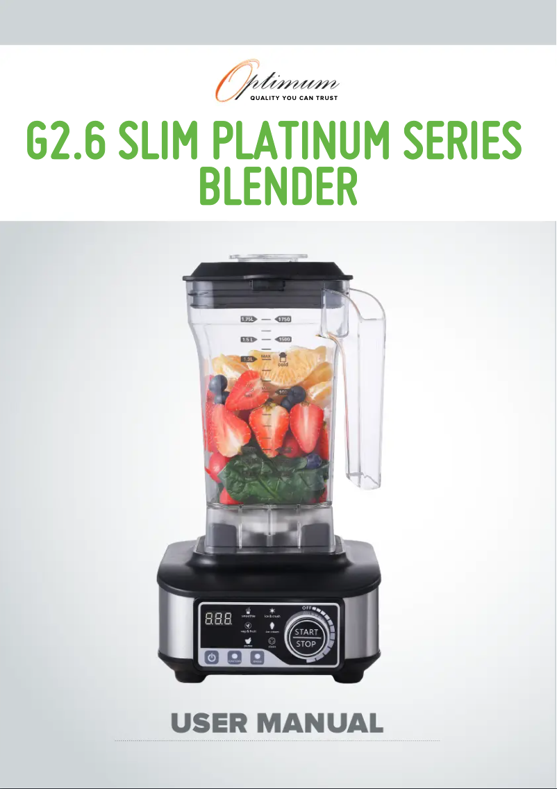 Page 1 de la notice Manuel utilisateur Optimum G2.6 Slim