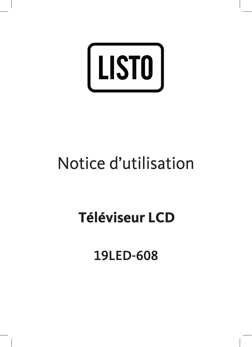 Page 1 de la notice Manuel utilisateur Listo 19LED-608