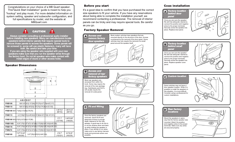Page n°1 - Manuel utilisateur MB Quart FKB113