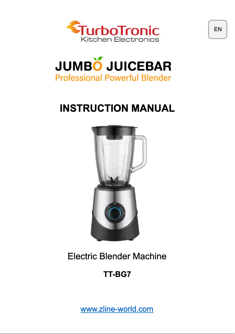 Page 1 de la notice Manuel utilisateur TurboTronic Jumbo Juicebar TT-BG7