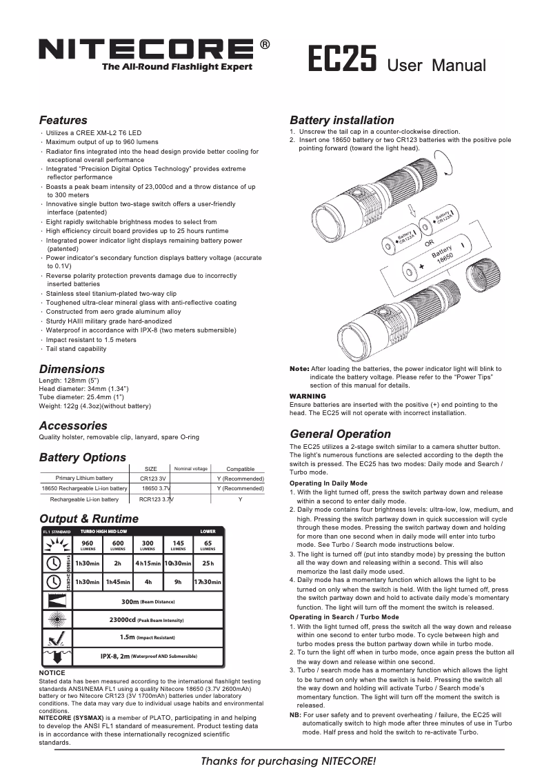 Image de la première page du manuel de l'appareil EC25