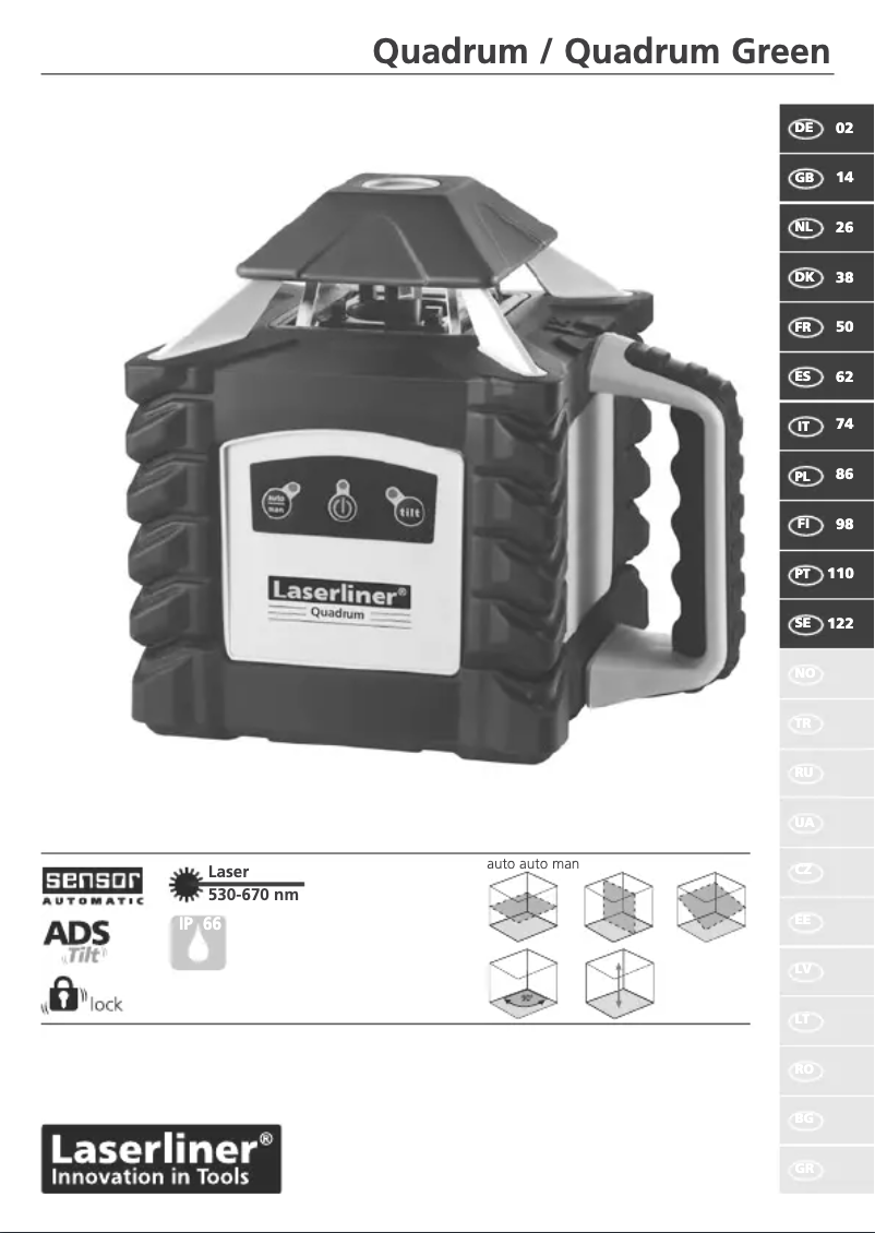 Page 1 de la notice Manuel utilisateur Laserliner Quadrum Green 310 S