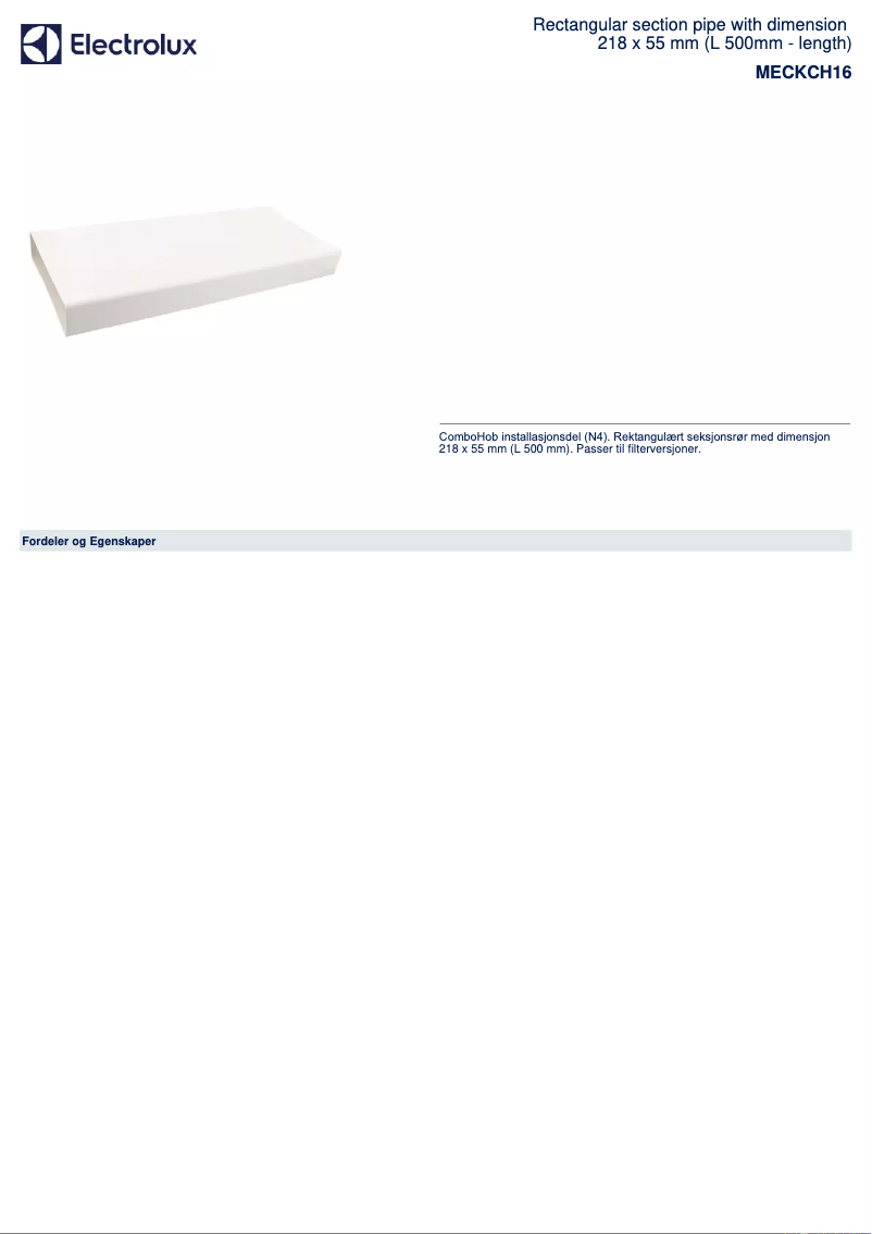 Page 1 de la notice Brochure AEG MECKCH16