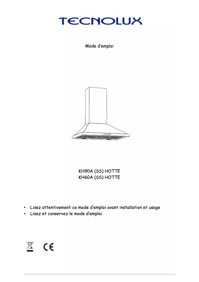 Page n°1 - Manuel utilisateur Tecnolux KH90A