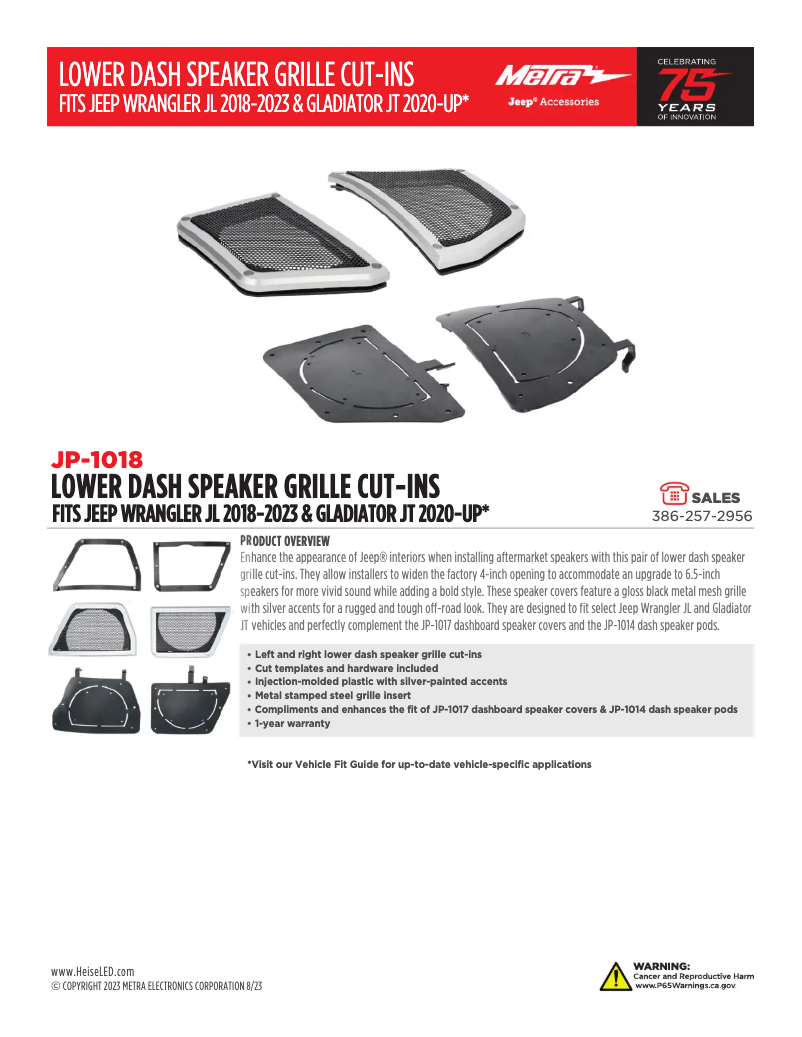 Página 1 del manual Folleto Metra JP-1018