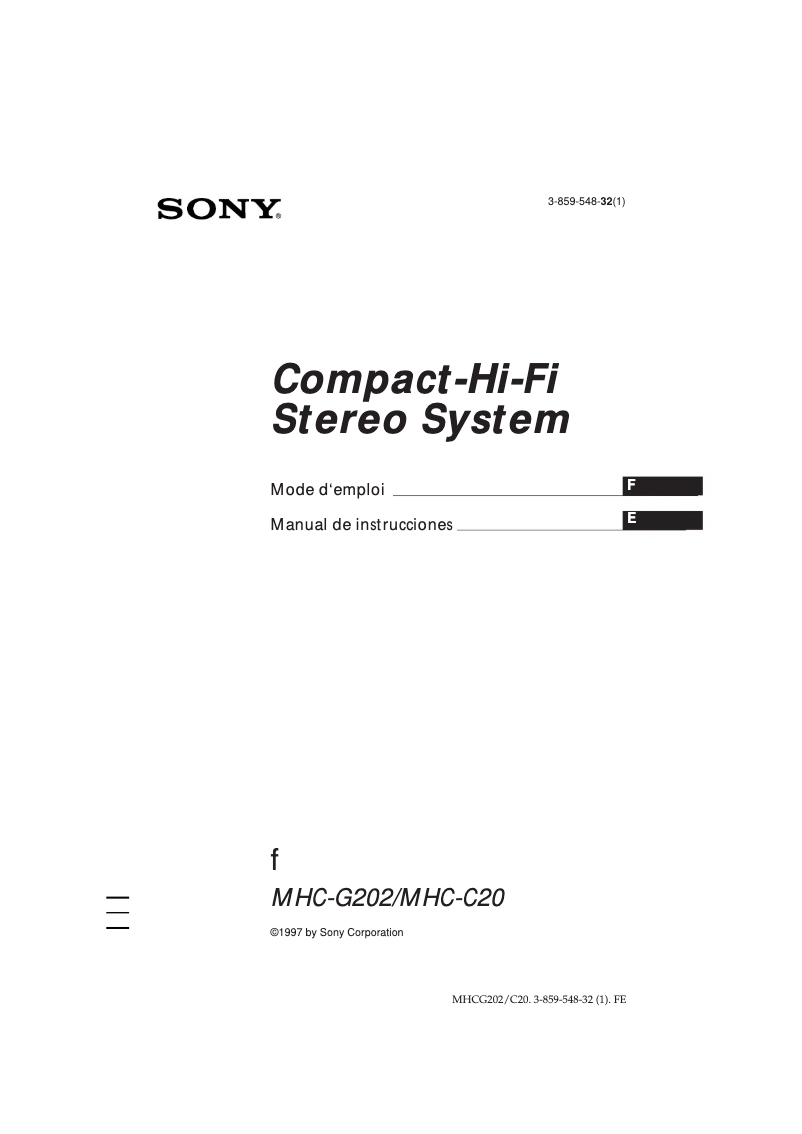 Page 1 de la notice Manuel utilisateur Sony MHC-G202